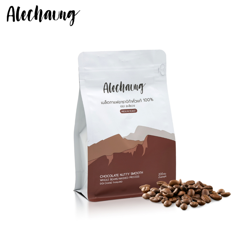 กาแฟดอยช้าง เมล็ดกาแฟไทย Coffee bean อาราบิก้า 100% ขนาด AA แบบเมล็ด 200กรัม Alechuang coffee