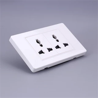 เต้ารับคู่มีกราวด์ ปลั๊กกราวด์คู่ หัวปลั๊กไฟ Universal Wall Plug Socket ปลั๊กไฟติดผนัง เต้าเสียบปลั๊กไฟ เต้ารับสากล