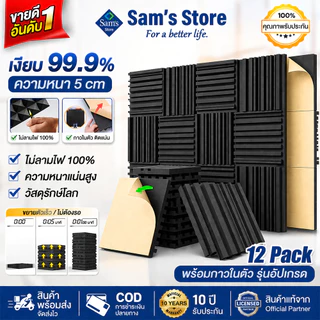 1 แพ็ค12แผ่น แผ่นเก็บเสียง 30x30x5cm เซนติเมตรอะคูสติกโฟม มาพร้อมกับแผ่นรองกาว ลดเสียงสะท้อน เกรดกันไฟลาม