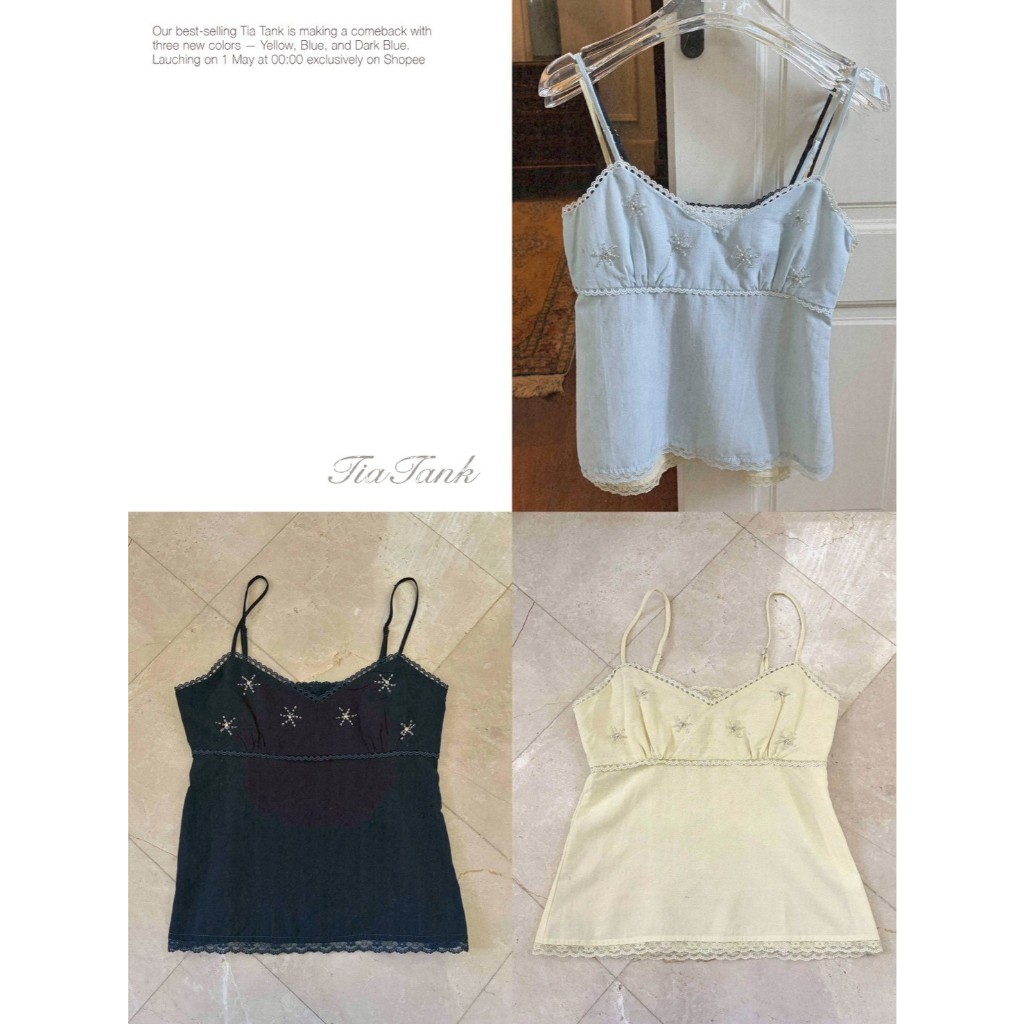 STYLIST x Brinkkty-Tank-Dewy/Tia-016/017 - เสื้อสายเดี่ยวเลเยอร์ตกแต่งลูกไม้ / ปักลูกปัด รูปที่ 3