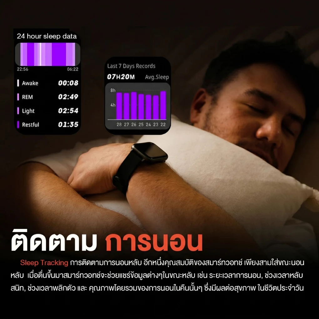 [โทรในน้ำได้]AXON Moni Health V.3  Smart Watch คุยสายได้ กันน้ำ กันเหงื่อ จอ 1.83" สัมผัส Full Screen แบตอึด ประกัน 2ปี thumbnail 7