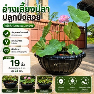 อ่างเลี้ยงปลา 19 นิ้ว อ่างบัว พลาสติกหนา ทนแดด ใช้เลี้ยงปลา/ปลูกบัว/แต่งสวน