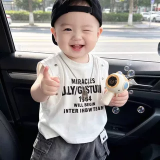 เสื้อแขนกุดเด็กพิมพ์ลาย เสื้อแขนกุดเด็กแฟชั่น ผ้านิ่มนุ่ม ใส่สบาย พร้อมส่งจากไทย