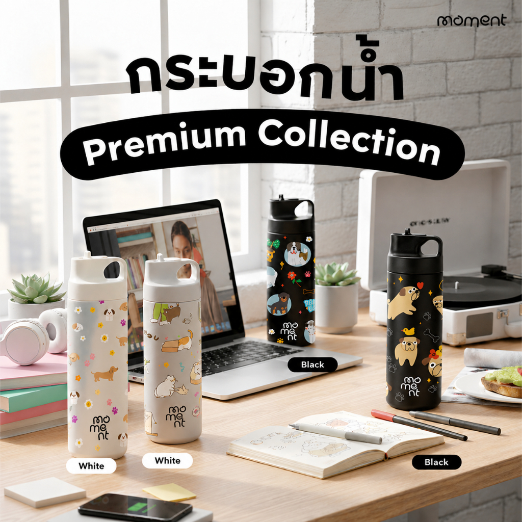 แก้วน้ำ กระบอกน้ำ Sport 500ml สแตนเลส เก็บร้อนเย็น พกพาสะดวก รุ่น Furfy Family Fun Moment