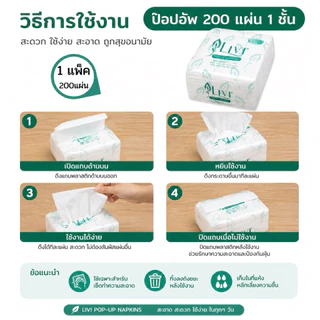 (ยกลัง) Livi กระดาษเช็ดปากป๊อปอัพ หนา 1 ชั้น 200 แผ่น จำนวน 60 แพ็ค/ลัง
