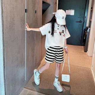 ชุดเสื้อเด็กพิมพ์ลาย ชุดเด็กแฟชั่นเกาหลี พิมพ์ลายการ์ตูน ผ้ายืดหยุ่น งานแฟชั่น พร้อมส่ง