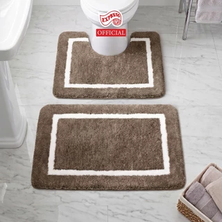 EXPRESS CARPET พรมห้องน้ำ2ชิ้น พร้อมส่ง 45x70cm+ตัวU50x60cm พรมเช็ดเท้ามีกันลื่น ซักได้ แห้งไว
