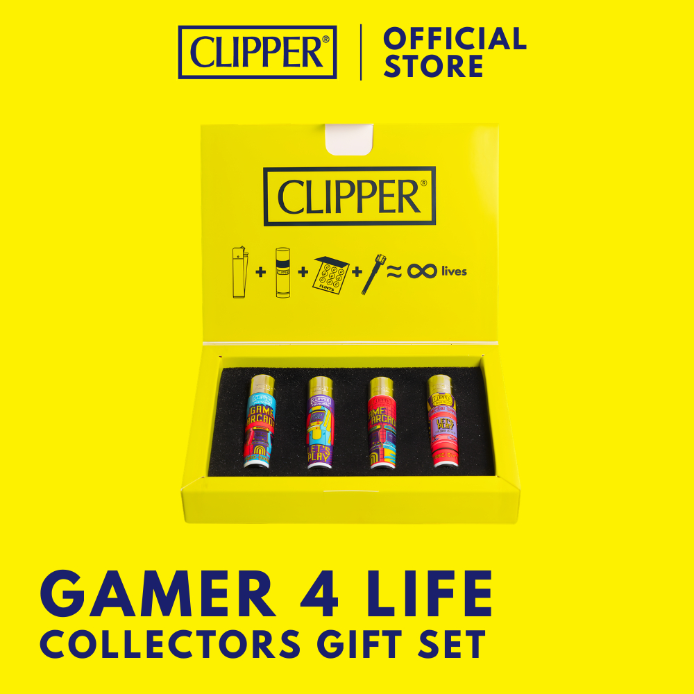 ไฟแช็ค คลิปเปอร์ Clipper Lighters Gamer 4 Life Collectors Gift Set ไฟแช็คเติมแก๊สได้ เปลี่ยนหินไฟได้ แรงสู้ลม พกพาสะดวก