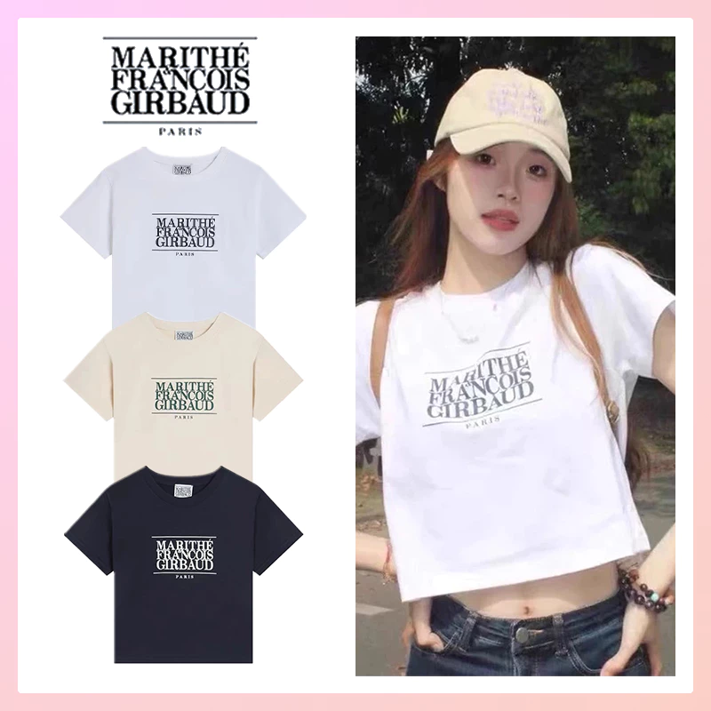 【ของแท้ 100%】เสื้อยืดโลโก้ MARITHE FRANÇOIS GIRBAUD สุดคลาสสิก สวมใส่สบายและมีสไตล์ ทรงครอปท็อป จัดส่งรวดเร็ว
