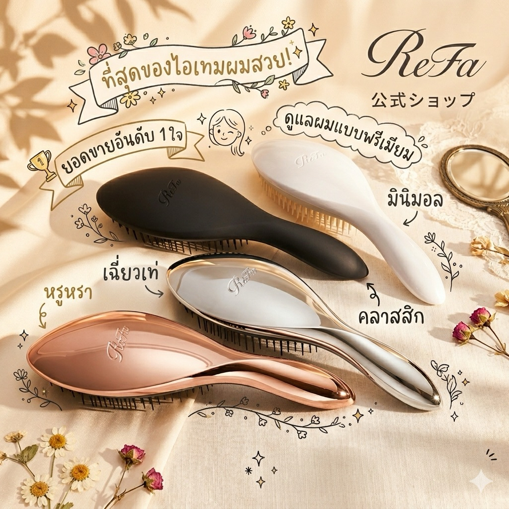 ‼️ร้านนี้ถูกที่สุด‼️ReFa Heart Brush โดยรุ่นนี้โดดเด่นทั้งดีไซน์ที่หรูหราและเทคโนโลยีการดูแลเส้นผม