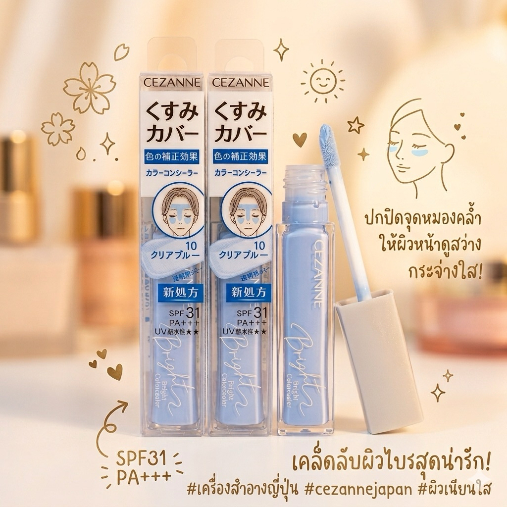 CEZANNE Bright Concealer Clear Blue ซึ่งเป็นคอนซีลเลอร์สาย Color Correcting ที่เน้นการปรับโทนสีผิวโดยเฉพาะ