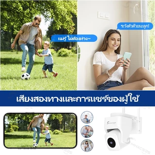 MHXCEES กล้องวงจรปิด 4G บันทึกต่อเนื่อง 24ชม. ไม่ต้องเติมเงิน ไม่ต้องใช้ WiFi 2K ระบบอัจฉริยะ Tuya