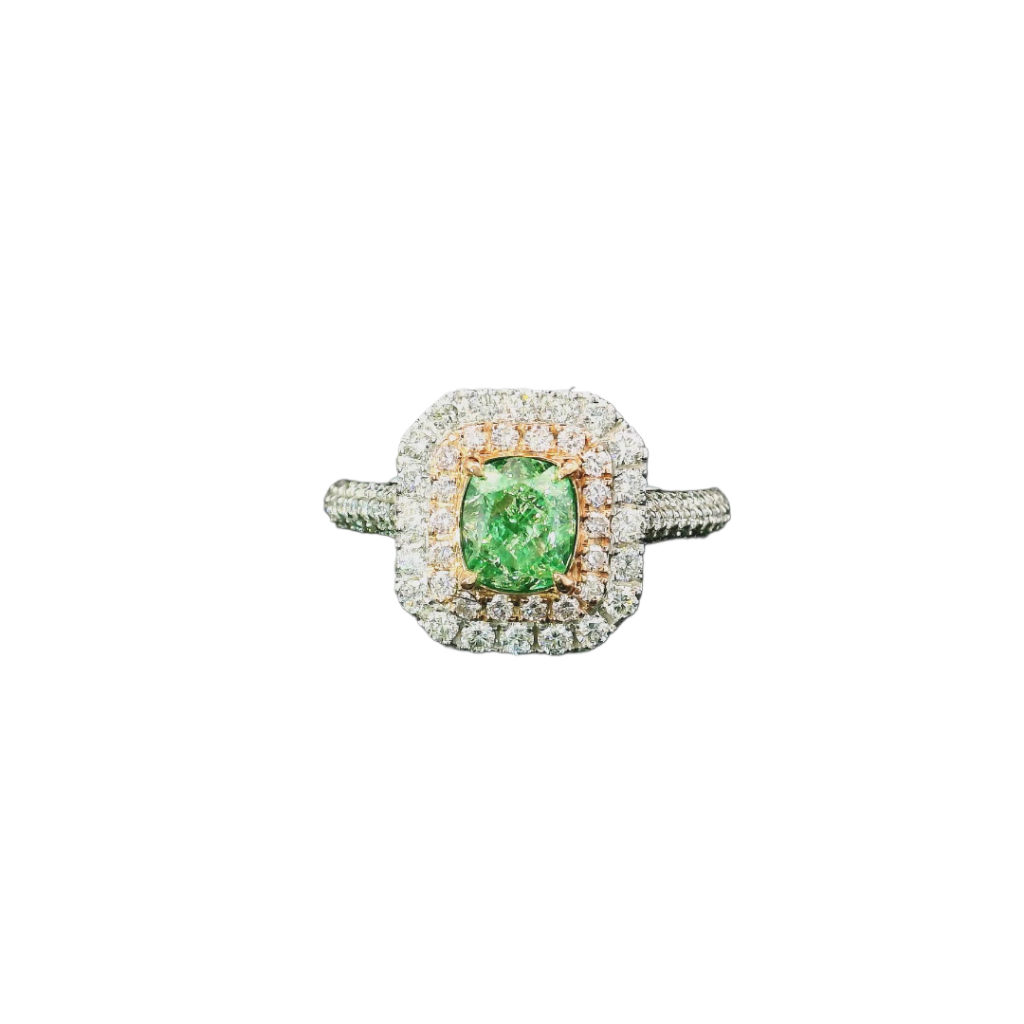 1.00 Carat Fancy Green VS Clarity Diamond Ring