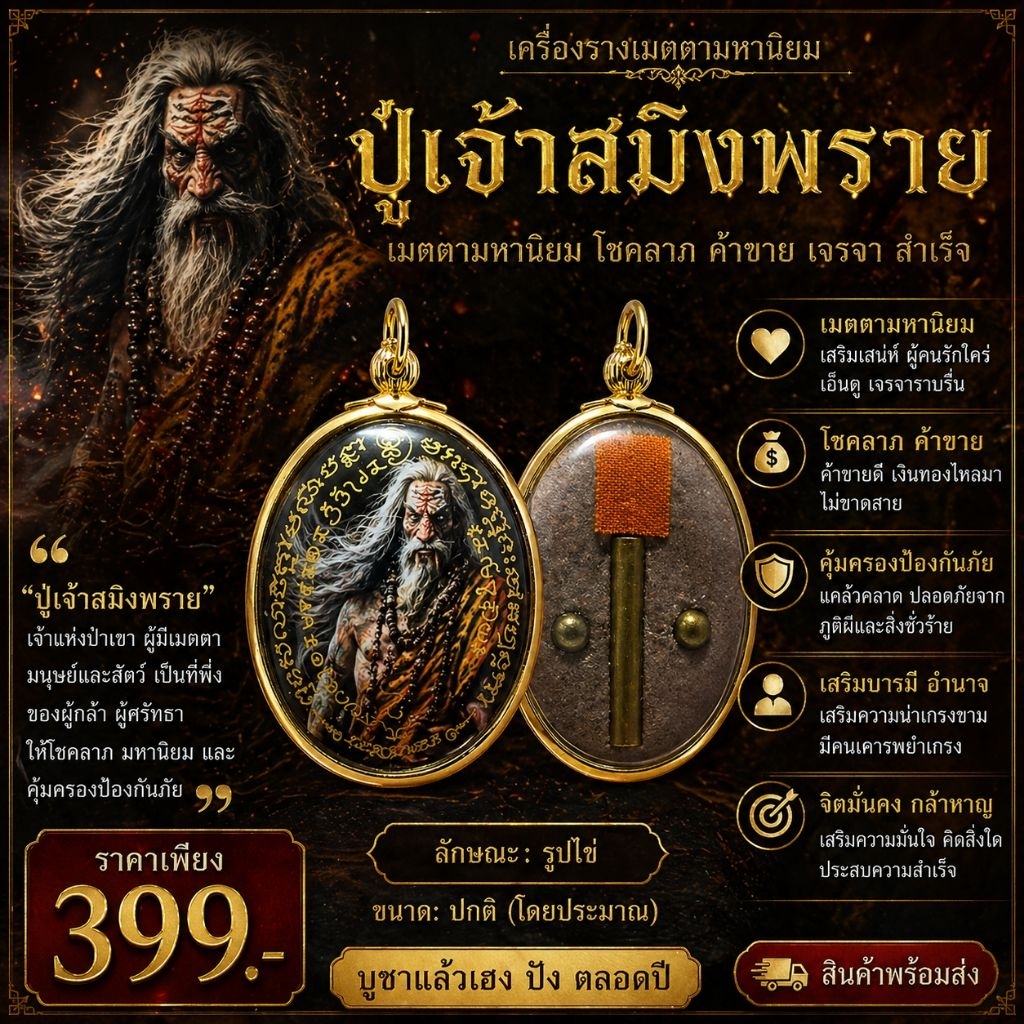 ล็อกเก็ตปู่เจ้าสมิงพราย รุ่นแรก ปี2568 | เลี่ยมไมครอนพร้อมขึ้นคอ | บรรจุมวลสารศักดิ์สิทธิ์ ตะกรุดหัวใจพ่อแก่ แร่ไพไรท์
