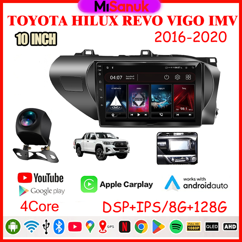 จอแอนดรอย 10นิ้ว ใช้สำหรับ TOYOTA HILUX REVO 2016-2020 Android14 RAM8 RAM128 จอQLED WIFI GPS YouTube