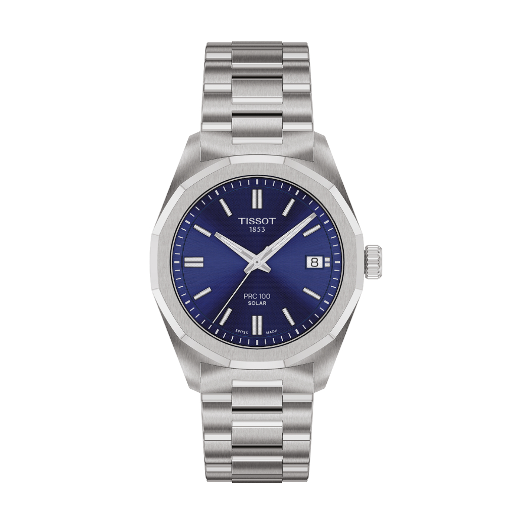 Tissot PRC 100 Solar Quartz 34 mm. ทิสโซต์ พีอาร์ซี 100 โซลาร์ ควอตซ์  สีน้ำเงิน เทา T1518221104100