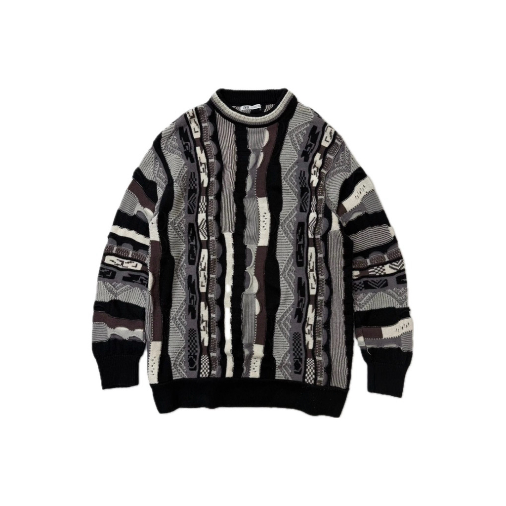 ZARA rare cable geometric knit colucci COOGI style สเวตเตอร์เมดอินยุโรปดีไซน์คูจิ