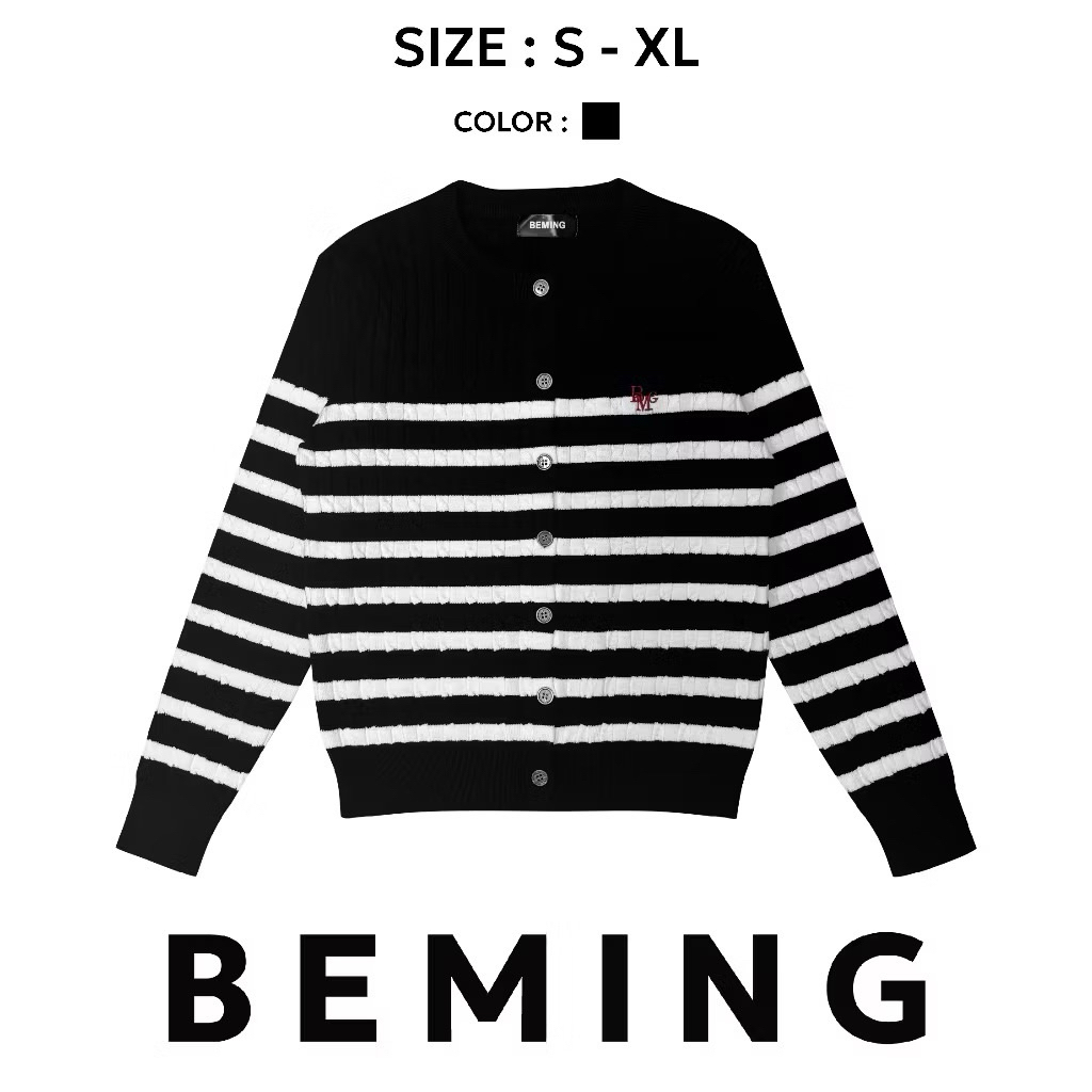 Beming knit cardigan ลายทางสีดำ sz S