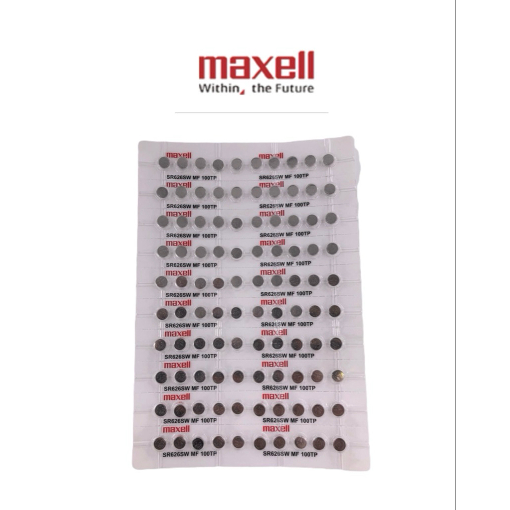 ถ่านนาฬิกา Maxell SR621W (364)0% HG Silver Oxide Watch Battery (1.55V) แพคละ 100เม็ด แบบหลุมแพคจากญี