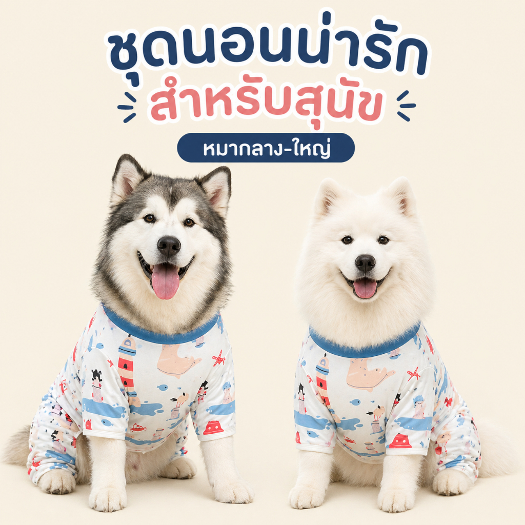 ชุดกันขนร่วง M-4XL  ชุดนอนขนาดกลาง-ใหญ่ ผ้าคอตตอล นุ่มใส่สบาย