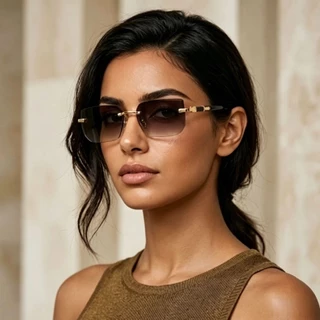 แว่นกันแดดแฟชั่น UV400 รุ่น Nova Rimless ดีไซน์ไร้กรอบ Y2K Vintage Modern แว่นกันแดดทรงสี่เหลี่ยม สไตล์เกาหลีสุดฮิต