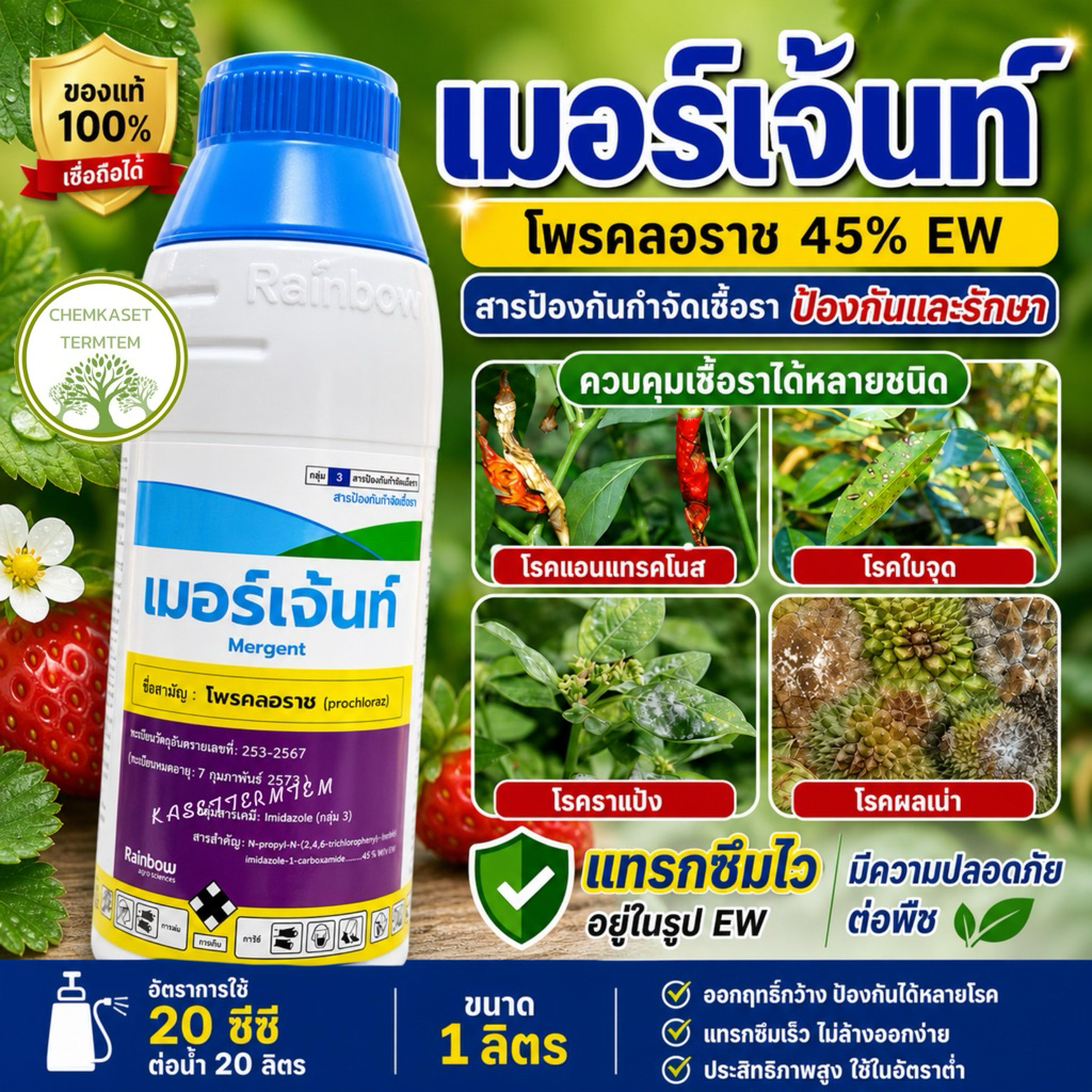 เมอร์เจ้นท์ 1ลิตร☘️ป้องกันกำจัดโรคพืช,เจอราช,แซดคลอราช45(โพรคลอราช45%)เก่งโรคราแอนแทรกโนส,ไฟท๊อป