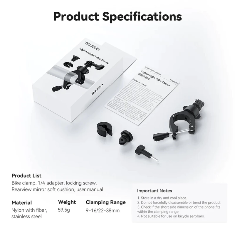 Telesin Gopro / DJI / Insta360 Lightweight Tube Clamp Ring Mount ตัวยึดแคลมป์แบบวงแหวน (TE-HBM-004) thumbnail 9