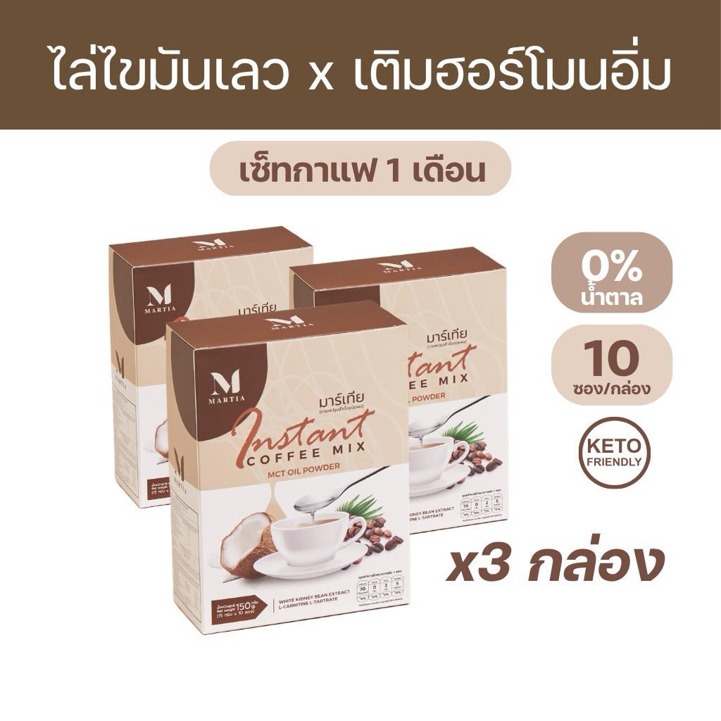 [เซ็ท 1 เดือน] กาแฟ MCT OIL C8 ถั่วขาว L-Carnitine