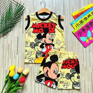 เสื้อผ้าเด็ก ชุดเซต เสื้อผ้าเด็กชาย หญิง แขนกุด (กล้าม) ผ้าลื่นไมโคร