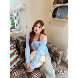 (🎀shopee video & liveมีส่วนลด+ส่งฟรี🎀) พร้อมส่ง ครบสี✅เสื้อแขนยาว แต่งคล้องคอ ใส่เปิดไหล่ได้หรือไม่เปิดก็ได้ (38-50)