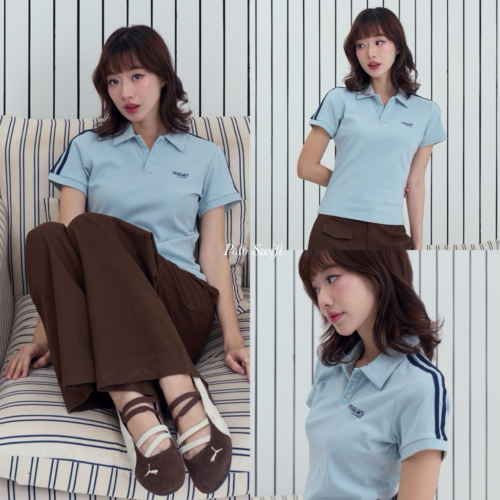 Polo swiftt เสื้อโปโลคอปก ผ้ายู แถบข้าง ปักโลโก้