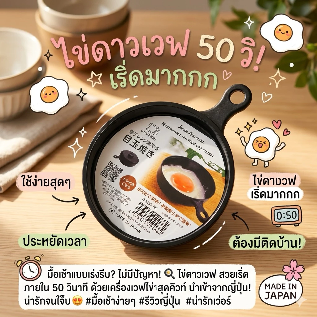 ‼️ร้านนี้ถูกที่สุด‼️MADE IN JAPAN แม่พิมพ์ทำไข่ดาวในไมโครเวฟ Microwave Oven Fried Egg Cooker เด็กทำกินเองที่บ้านได้