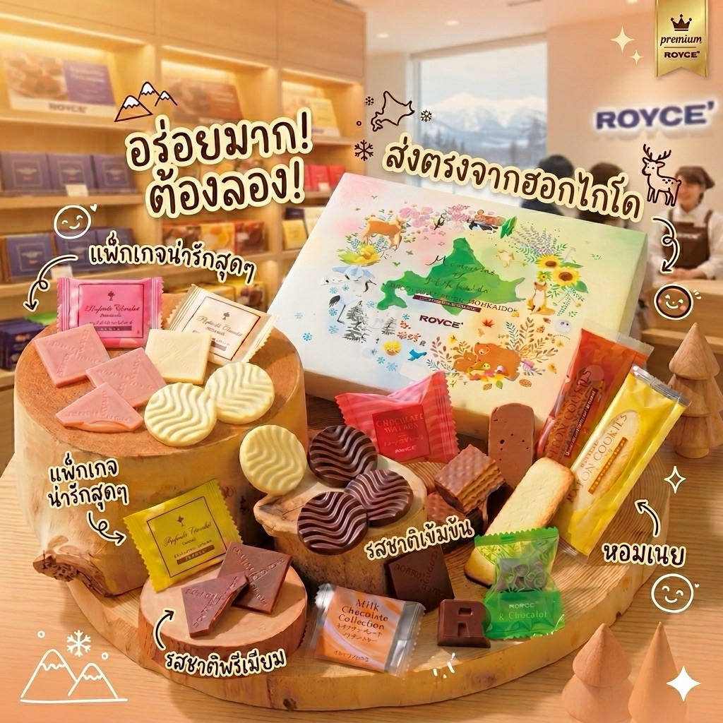 ‼️ของแท้จากญี่ปุ่น‼️Royce Memories Of Hokkaido รวม Royce ช็อคโกแลตแทบทุกแบบที่ขายดี แนะนำเลยค่ะ ไม่ผิดหวังแน่นอน