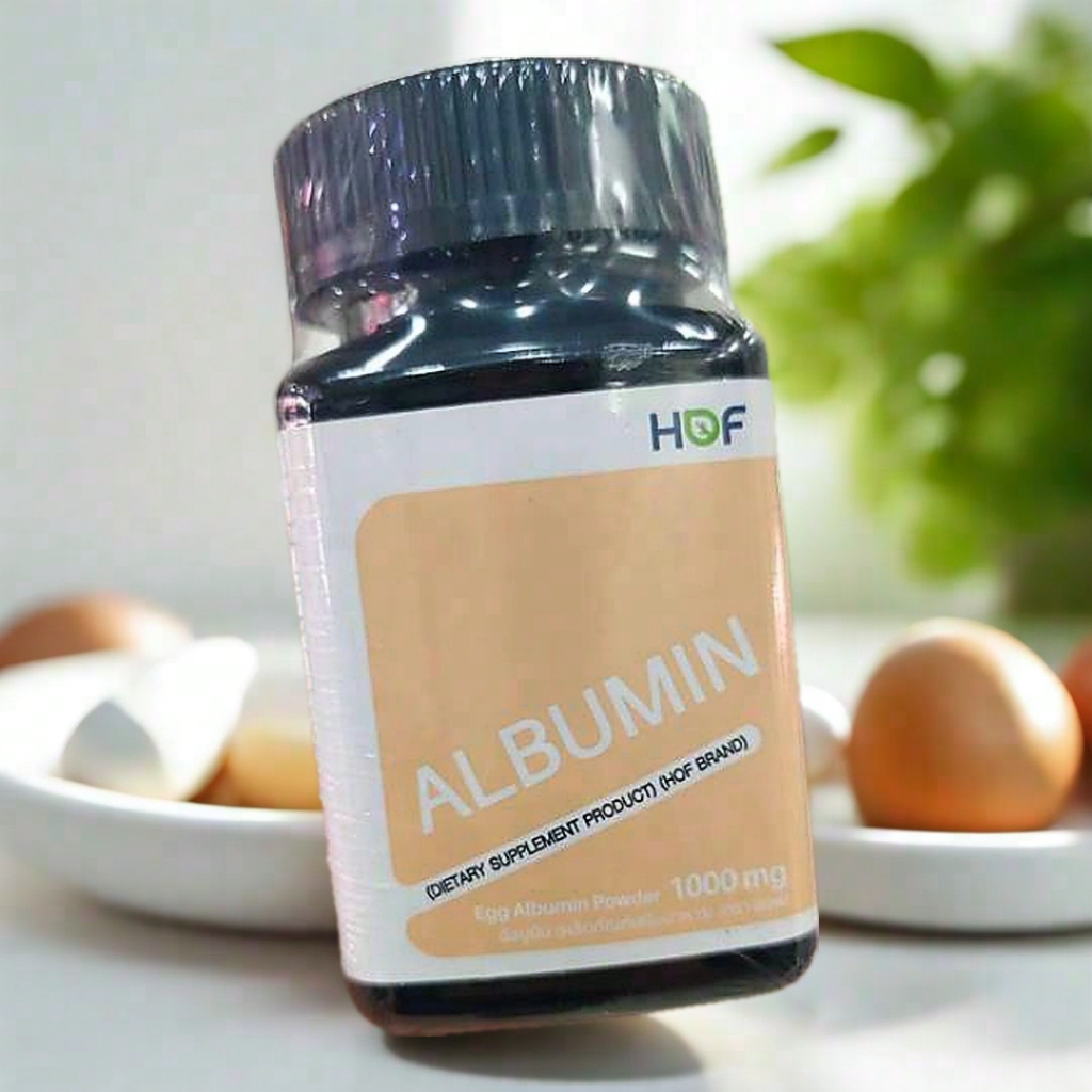 HOF ALBUMIN 1000 mg 60 เม็ด ผงไข่ขาวเม็ด โปรตีนจากไข่ขาว