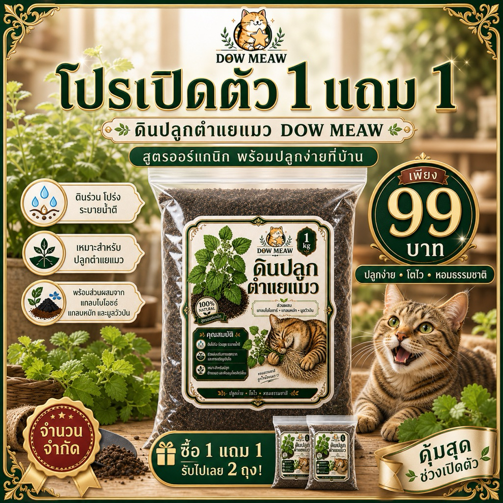 ดินปลูกตำแยแมว 100% ธรรมชาติ (Catnip Potting Soil)