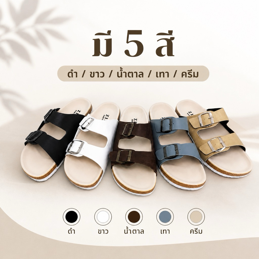 ZIPPY รองเท้าแตะสวม สายคู่ Cream-Duo สายปรับได้ พื้นนุ่ม Unisex ไซส์ 35-44