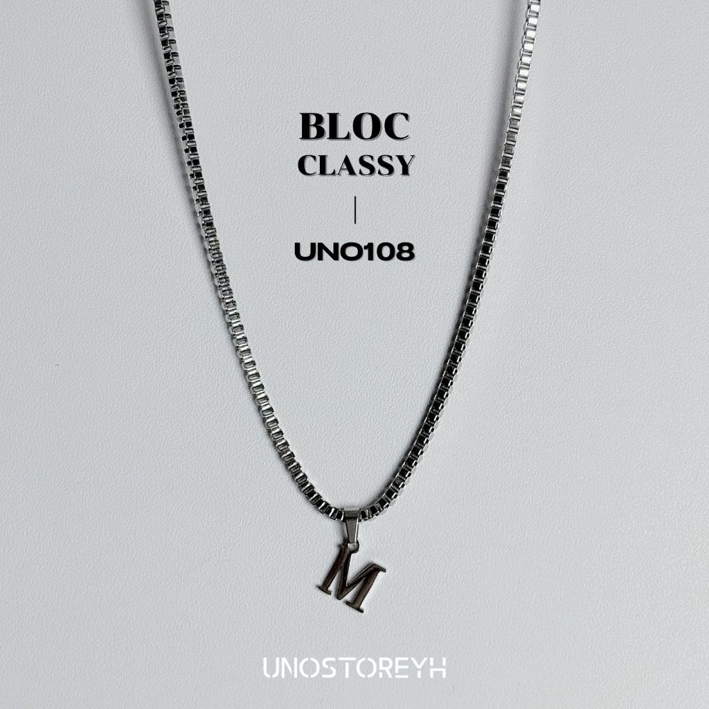 UNO108🔥”สร้อยคอ Bloc จี้รุ่น Classy” สร้อยคอและจี้สแตนเลสแท้ จี้ตัวอักษรA-Z
