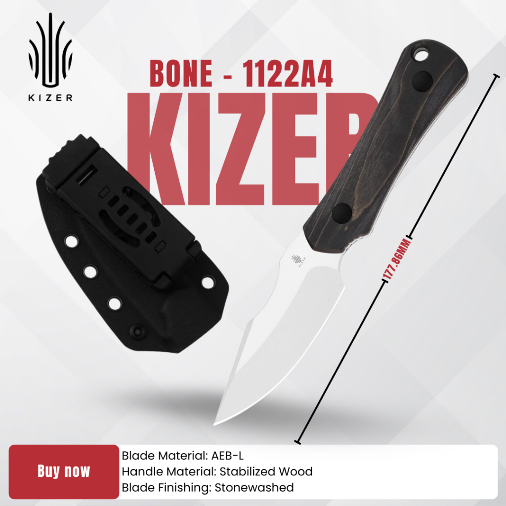 มีดพก KIZER Bone | AEB-L | Stabilized Wood | 1122A4