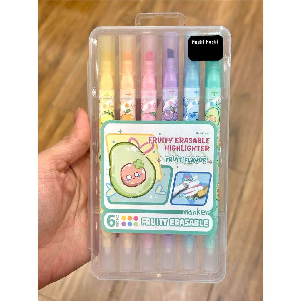 พร้อมส่ง moshi moshi ปากกาไฮไลท์ลบได้ โมชิ โมชิ fruity erasable Highlighter , kitty