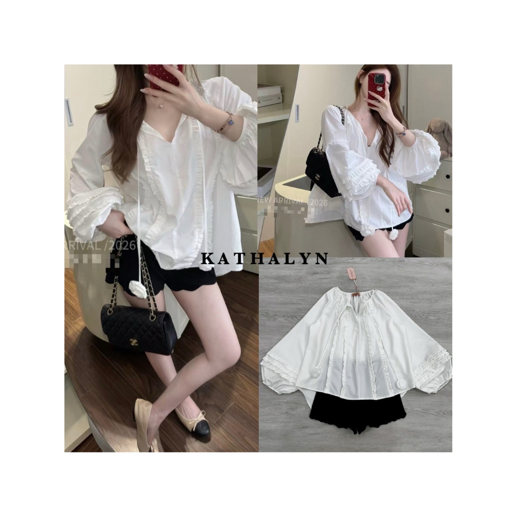 K5 งานป้าย Kathalyn Set ชุดเซ็ท 2 ชิ้น เสื้อ กางเกงขาสั้น สำหรับผู้หญิง เสื้อผ้าแฟชั่นผู้หญิง ไซส์ S-L