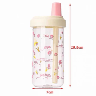 แก้วน้ำ คว่ำไม่หก พร้อมฝาและหลอด 500 มล ใส่ร้อนได้ถึง 120 องศา ลายน่ารัก มินิมอล พร้อมส่ง