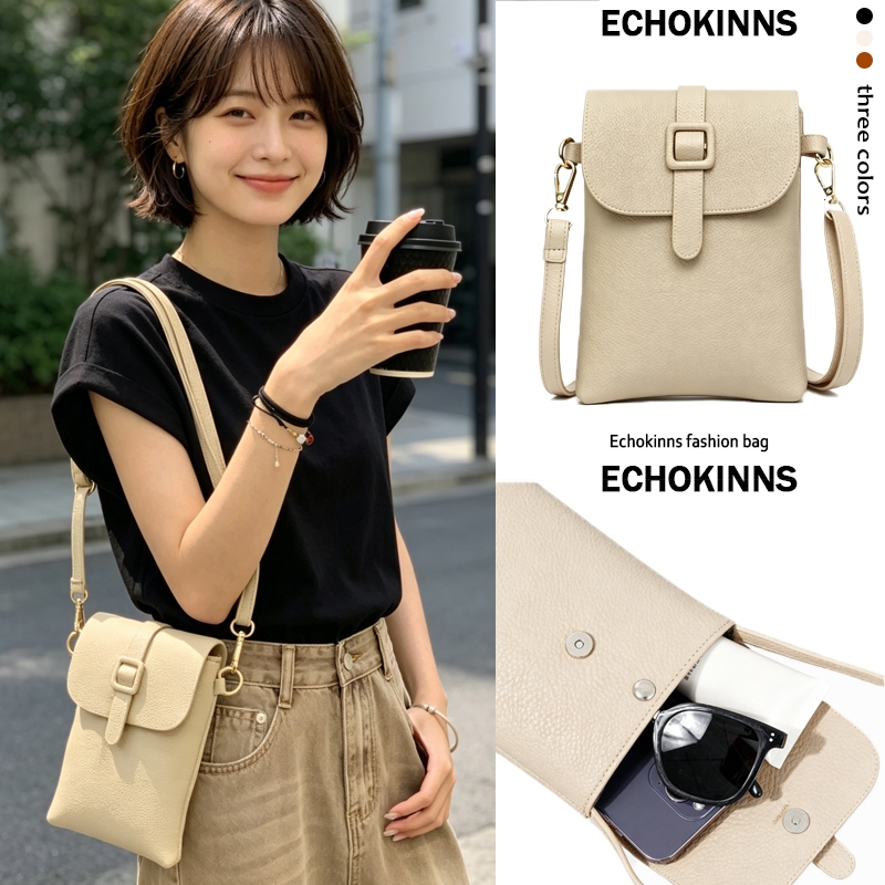EchoKinns แฟชั่นสไตล์ใหม่ กระเป๋าสะพายข้างผู้หญิง Phone Bag หนังคุณภาพสูงPU ขนาดกะทัดรัด ใส่มือถือและเหรียญ