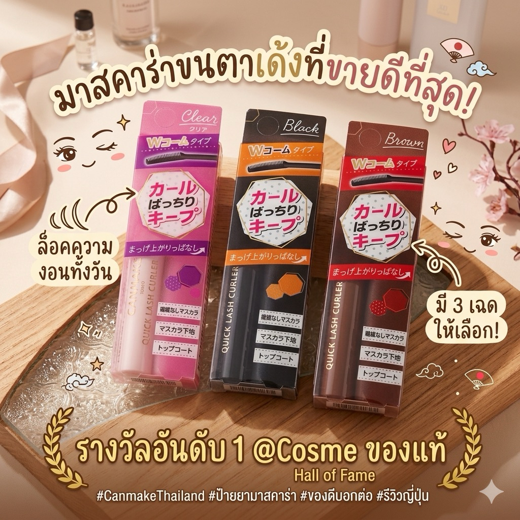 ‼️ของแท้จากญี่ปุ่น‼️มาสคาร่า Canmake Quick Lash Curler ปัดแล้วขนตายาวขึ้นงอนขึ้น ทนน้ำ ทนเหงื่อ