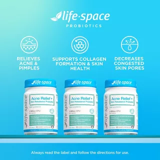 Life Space Acne Relief + Skin Rebalance 30 Capsules ช่วยลดการเกิดอาการสิว สิวหัวดำ และสิวอักเสบ