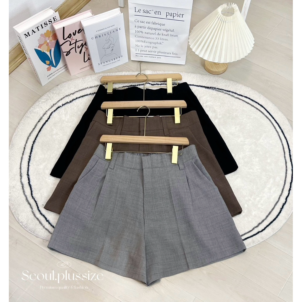 Basic shortpants กางเกงขาสั้นBigsize ทรงเบสิค ผ้าสโนว์เป้ายาว เอวสูง เอว30-56 “ (SO)