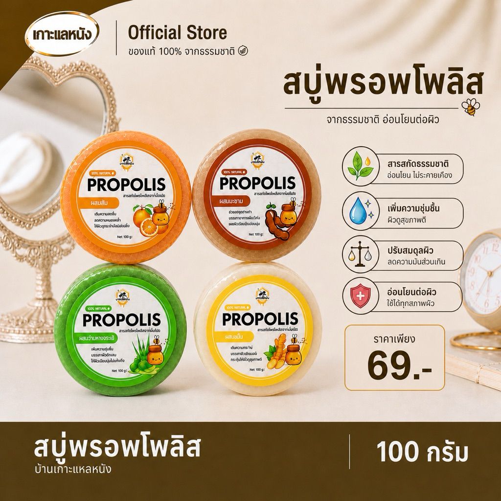 สบู่ Propolis จากผึ้งชันโรง แบรนด์บ้านเกาะแลหนัง