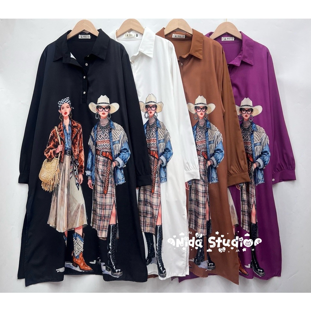 ✅อก46✅ เดรสเชิ้ตแขนยาว คอปก ชุดกระโปรง ผ้าไหมอิตาลีพิมพ์ลาย มีกระเป๋าข้าง ไซส์ใหญ่