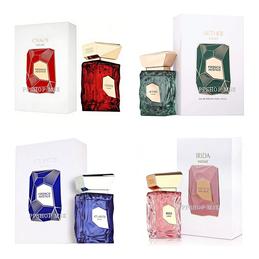 น้ำหอม French Avenue Extrait 100 ml Unisex กล่องซีล ครบทุกสี Aether Chaos Irida Atlantis Extrait