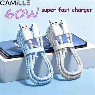 สายชาร์จ 66W 6A USB Makaron แบบถัก ชาร์จเร็วมาก หลากสี สําหรับ Li Type C Android