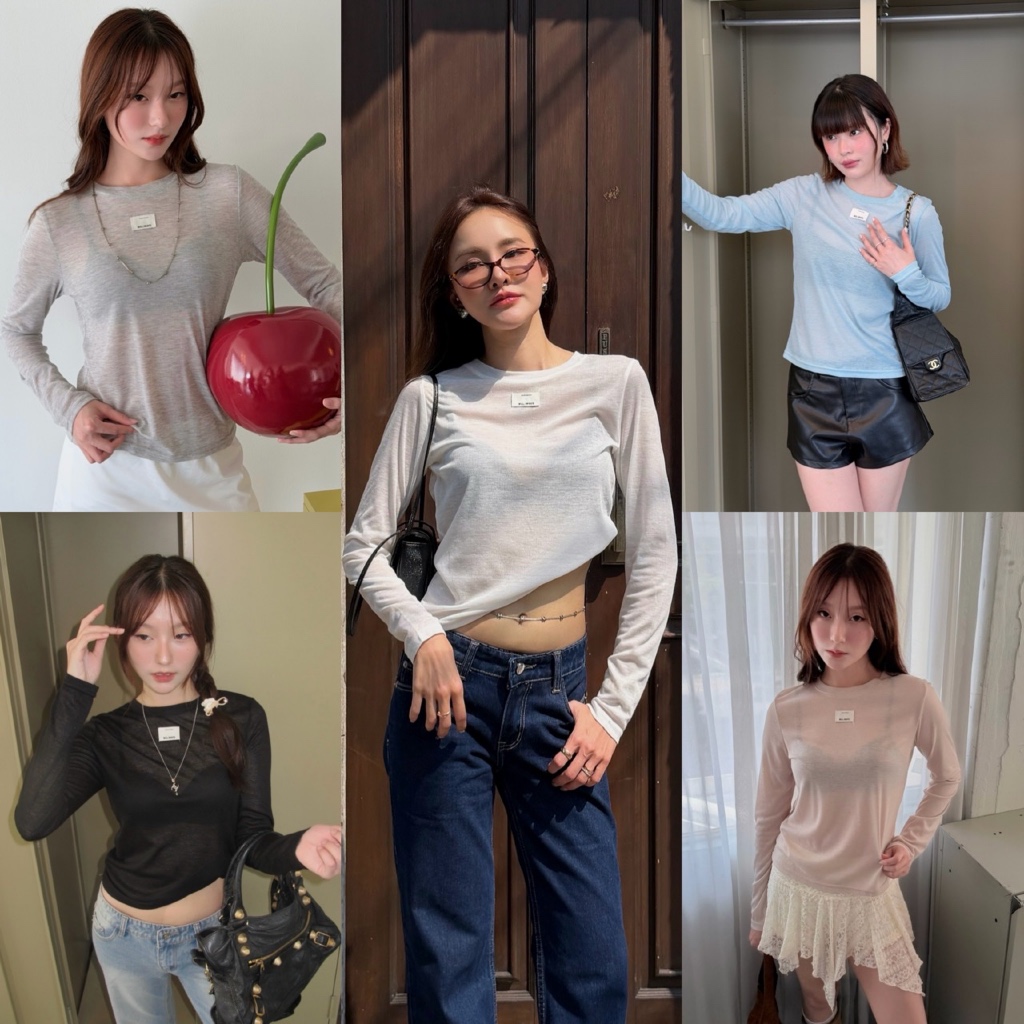 MALIMAYS - Mesh Sleeve Top เสื้อแขนยาวซีทรู